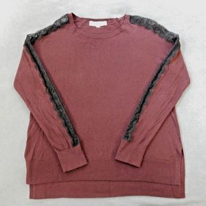 Ann Taylor Loft Womens Sweater Small Purple Lace Sleeve Office Business Career